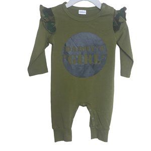 Newborn Green Camo Daddy's Girl Jumpsuit Ruffle One Piece Long Sleeve